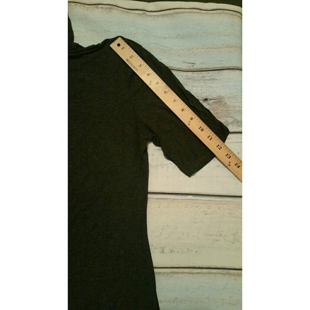 Dark gray grey top shirt 3/4 sleeve - Picture 7 of 8